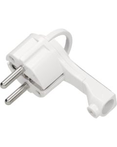 Щепсел плосъл 2P+Z 16A с ринг за кабел под 90° Бял - Orno OR-AE-1379/W