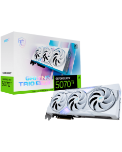 MSI Video Card Nvidia GeForce RTX 5070 TI 16G GAMING TRIO OC WHITE, 16GB GDDR7, 256bit, Effective Memory Clock: 28000MHz, Boost: 2580 MHz, 8960 CUDA Cores, PCIe 5.0, 3x DP 2.1b, HDMI 2.1b, Triple Fan, 1x16pin, 750W Recommended PSU, 3Y