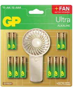 GP SUMMER PACK Алкални батерии ULTRA AA x 12 бр. + ULTRA AAA x 12 бр. + Fan- Вентилатор- GP BATTERIES