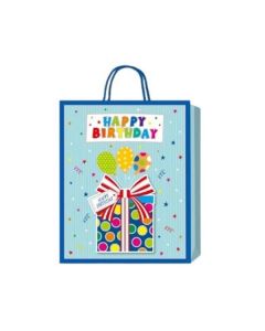 Подаръчна торбичка Happy Birthday, подарък, 3D, 26 х 32 х 10 cm