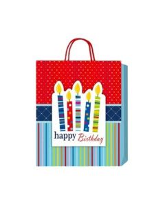 Подаръчна торбичка Happy Birthday, свещички, 3D, 26 х 32 х 10 cm