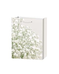 Подаръчна торбичка, цветя, 26 х 32 х 10 cm, бяла