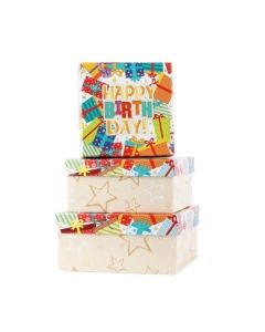 Подаръчна кутия Happy Birthday, подаръци, 3 броя