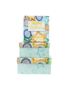 Подаръчна кутия Happy Birthday, балони, 3 броя