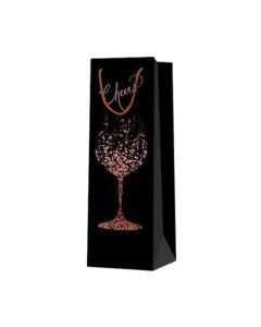 Торбичка за вино Cheers, чаша, 12 х 35 х 9 cm, черна