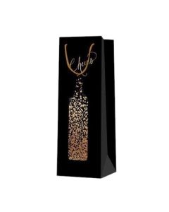 Торбичка за вино Cheers, бутилка, 12 х 35 х 9 cm, черна