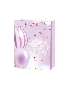 Подаръчна торбичка Happy Birthday, 26 х 32 х 10 cm, лилава