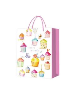 Подаръчна торбичка Happy Birthday, кексчета, 30 х 41.5 х 12 cm