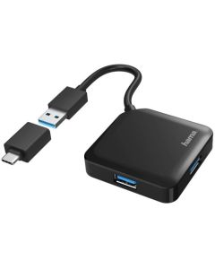 Компютърен аксесоар HUB HAMA 4 порта USB Type A 3.2 + OTG Adapter Type C