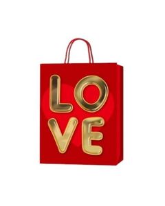 Подаръчна торбичка Love, 18 х 23 х 8 cm, златиста