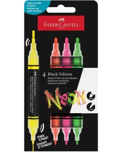 Faber-Castell Акрилен маркер Black Edition, 4 неонови цвята
