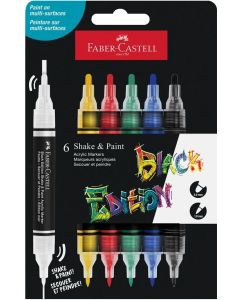 Faber-Castell Акрилен маркер Black Edition, 6 базови цвята