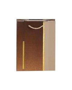 Подаръчна торбичка, 26 х 32 х 10 cm, кафява, със златиста лента