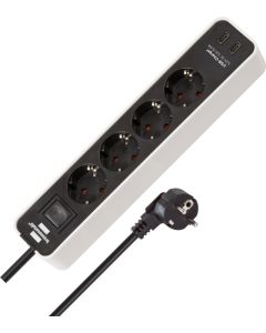 Разклонител 4x 2P+E с ключ и кабел 1.5m Бял/черен - Brennenstuhl Ecolor BS1153240126