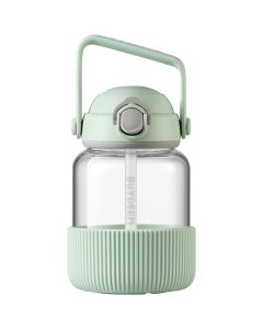 BUYDEEM Pop-Up Straw Glass Bottle 800 ml, model DG78, color Cozy Greenish