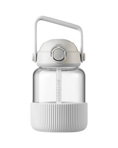 BUYDEEM Pop-Up Straw Glass Bottle 800 ml, model DG78, color Oat White