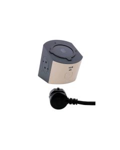 РАЗКЛОНИТЕЛ 2х ШУКО+БЕЗЖИЧНО ЗАРЕЖДАНЕ+USB A+C КАБЕЛ 2м - КАФЯВ/ЧЕРЕН