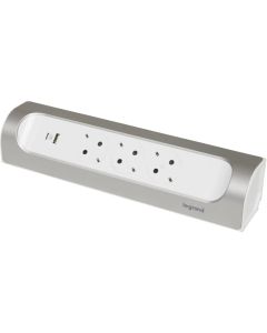 БЕЗКАБЕЛЕН РАЗКЛОНИТЕЛЕН ЪГЪЛ 3х ШУКО+USB A+C LEGRAND - БЯЛ/АЛУМИНИЙ