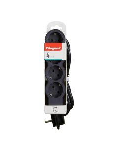 РАЗКЛОНИТЕЛ 4х ШУКО С КАБЕЛ 3м LEGRAND - ЧЕРНО/СИВ