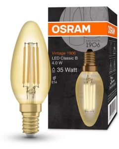 LED ЛАМПА VINTAGE 1906 LED CL B FIL GOLD 35 4W/825 E14 LEDVANCE
