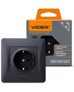 КОНТАКТ ШУКО VF-BNSK1G-BG 16А BINERA VIDEX - ГРАФИТ