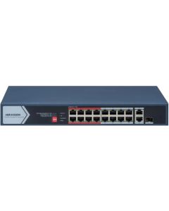 PoE Суич HikVision DS-3E0318P-E/M(C), 16x100Mbps +2xGGbit Uplink