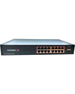 Суич Connect On 16-port 10/100/1000Mbps, 2xSFP, неуправляем, Rackmount