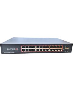 Суич Connect On 24-port 10/100/1000Mbps, 2xSFP, неуправляем, Rackmount