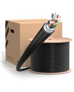 Кабел F/UTP 4x2x24AWG, Cat5E, CU, черен, двойна изолация, външно и подземно полагане, 500 метра