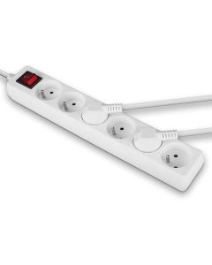 LINDY LNY-73126 :: 6-портов разклонител, French Schuko, бял, с ключ