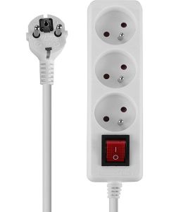 LINDY LNY-73124 :: 3-портов разклонител, French Schuko, бял, с ключ