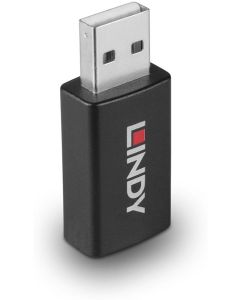 LINDY LNY-71263, USB 2.0 преходник с блокаж на data трансфер, Type A - A, M-F, черен