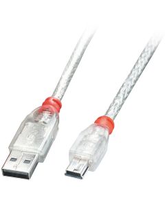 LINDY LNY-41781, USB 2.0, USB-A M - USB Mini-B M, прозрачен, 0.5 м