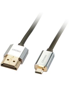 LINDY LNY-41681 :: High Speed HDMI към Micro HDMI кабел с Ethernet, slim, Cromo line, M-M, сив, 1.0 м