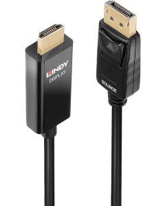 LINDY LNY-40924 :: DisplayPort към HDMI 4K60Hz кабел с HDR, M-M, черен, 0.5 м