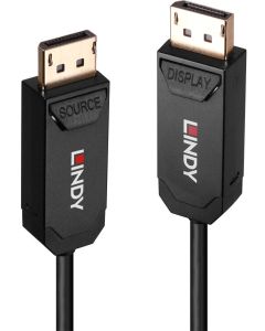 LINDY LNY-38525 :: Оптичен хибриден DisplayPort 2.0 UHBR10 кабел, черен, 50.0 м