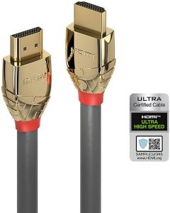 LINDY LNY-37602 :: Ultra High Speed HDMI кабел, M-M, Gold Line, сив, 2.0 м