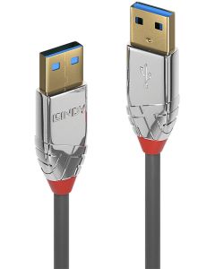 LINDY LNY-36629 :: USB 3.2 кабел, Type A, M-M, 5Gbps, Cromo Line, сив, 5.0 м