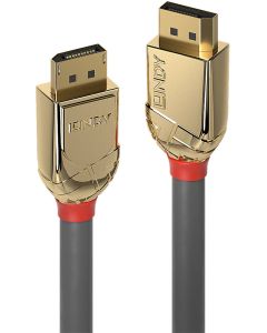 LINDY LNY-36290 :: DisplayPort 1.4 кабел, M-M, Gold Line, сив, 0.5 м