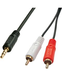 LINDY LNY-35681, аудио-видео, 2x RCA M към 1x 3.5мм M, черен, 2.0 м