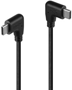 LINDY LNY-32009 :: Кабел USB 2.0, USB-C към USB-C, M-M, 2x 90° под ъгъл, десен, черен, 1.0 м