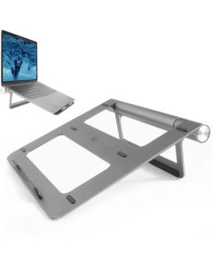 ACT алуминиева стойка за лаптоп с плавно регулируема височина и отделяща се USB-C докинг станция