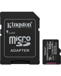 Kingston 512GB microSDXC Canvas Select Plus Gen3 150MB-s A1 Card + Adapter