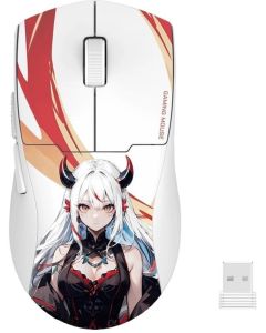 Безжична Bluetooth и кабелна геймърска мишка Redragon K1ng Max Anime M918AKG-PRO - бяла