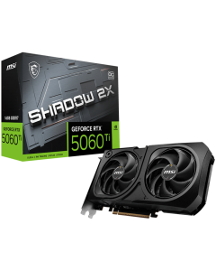 MSI Video Card NVIDIA GeForce RTX 5060 Ti 16G SHADOW 2X OC PLUS, 16GB GDDR7, 128-bit, 2602 MHz Boost, 4608 CUDA Cores, PCIe 5.0 (x8), 3x DP 2.1b, HDMI 2.1b, RAY TRACING, Dual Fan, 180W TDP, 8-pin PCIe Power, G-SYNC, 2-Slot, 3Y