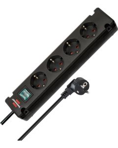 Разклонител 4x 2P+E стенен монтаж с ключ и кабел 1.5m Черен - Brennenstuhl Bremounta BS1150650114