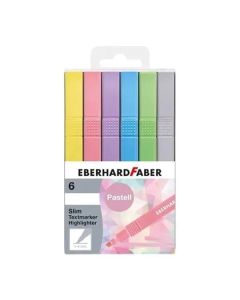 Eberhard Faber Маркери Slim, скосен връх, в пастелни цветове, 6 броя