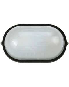 Аплик max. 1x60W E27 IP44, AL+glass, овал, цвят черен, р-ри 213x107x95mm - VL LED VK/01005/B