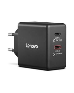 Адаптер LENOVO Dual USB-C, 65W, GaN, черен