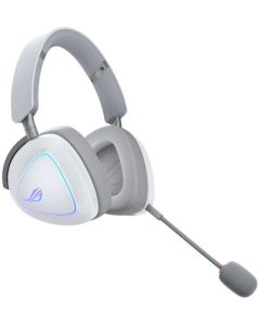 Asus ROG Delta II Wireless Gaming Headset ( BT, ROG SpeedNova 2.4GHz, 3.5mm, 50mm Titanium-Plated Drivers, 10mm Super-Wideband Mic, 110HR, DualFlow Audio, For PC, Switch, PS5, Xbox)- Moonlight White